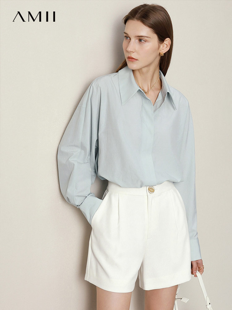 kucun weight Amii Minimalism Women Shirts Office Lady Blouse For Women Loose Solid Elegant Blusas Ladies Clothing Casual Female Tops 12230012