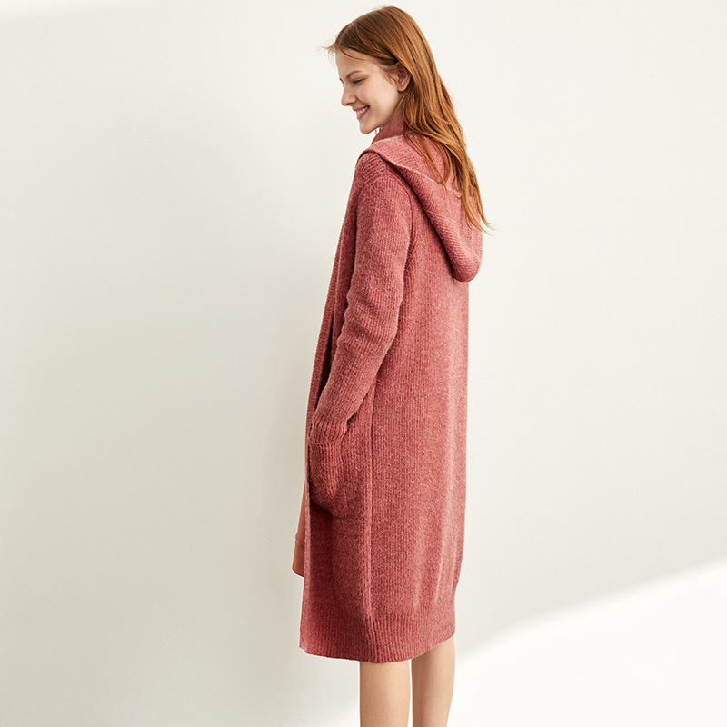 Amii Minimalism Spring Lazy Sweater Coat Women Fashion New Loose Hat Long Knitted Female Cardigan Tops  11940475