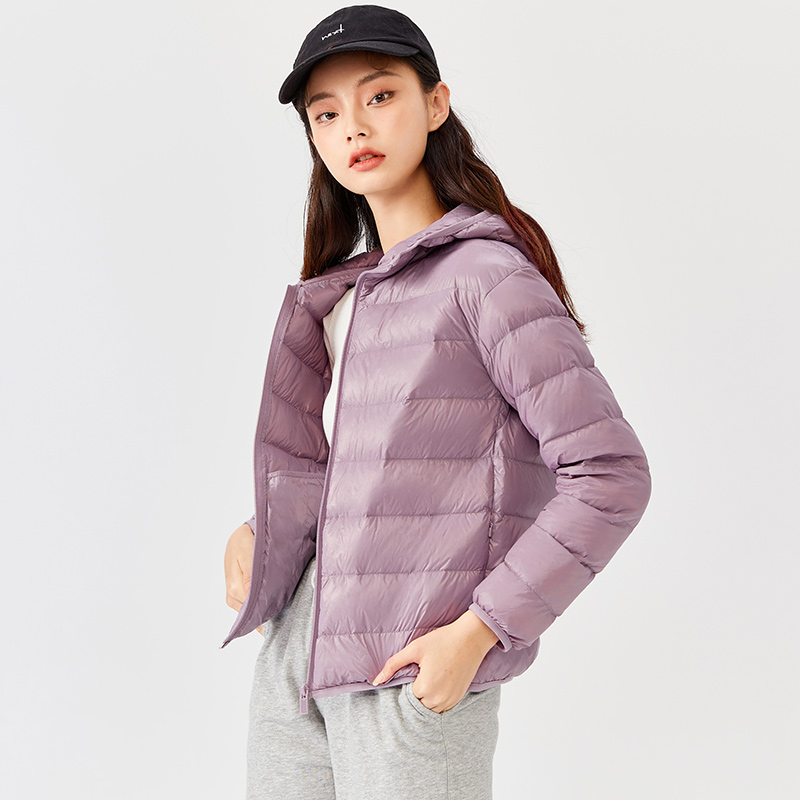 one dan SEMIR Down Jacket Women Light And Thin Hooded Windproof 2021 Winter New Black Technology Three-Proof Solid Jacket Fashion