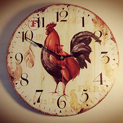 SKJIND Farmhouse Kitchen Wall Clock Wood (12inch)