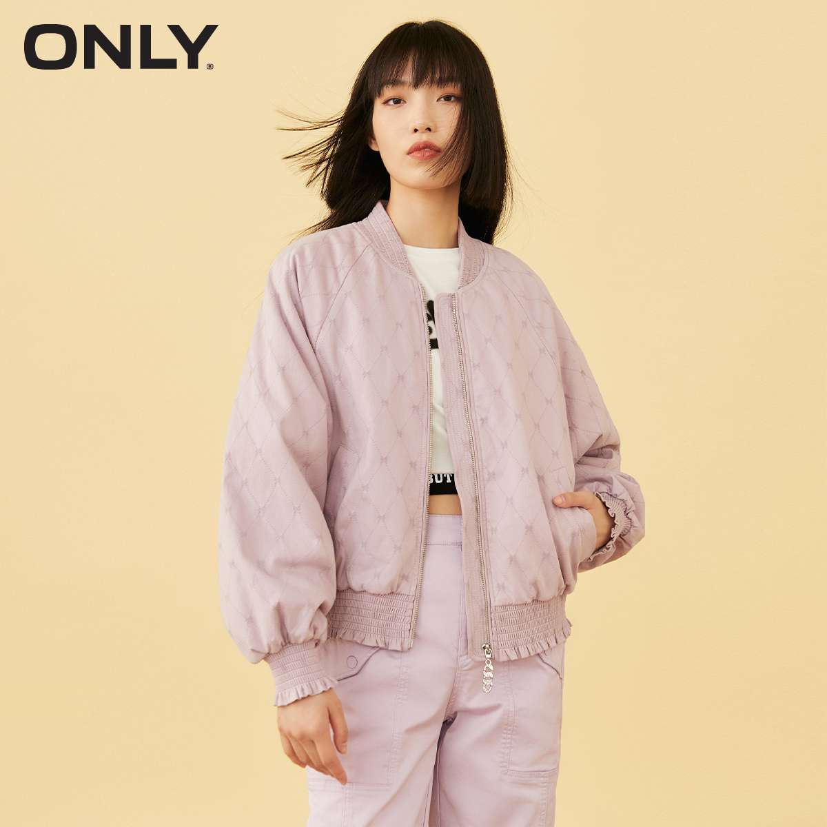 目目 fourteen kucun2 ONLY winter new style wood ear side bow loose baseball uniform windbreaker jacket female | 121436010