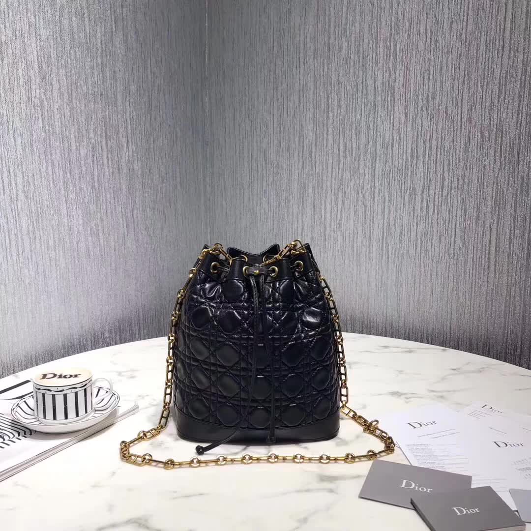 【原版皮】迪奥/Dior 水桶包，选用柔软羊皮裁制而成，全新包型，火遍时尚圈的复古潮流感，款号：M1693