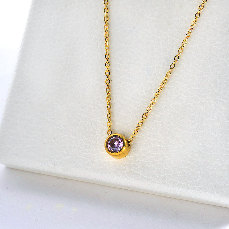 Elegant One Piece Pink Zirconia Charm Necklace For Women