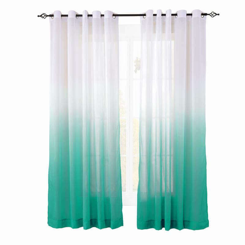CUSTOM Hanna Teal Gradient Ombre Sheer Curtain Tulle Gradual Drapery
