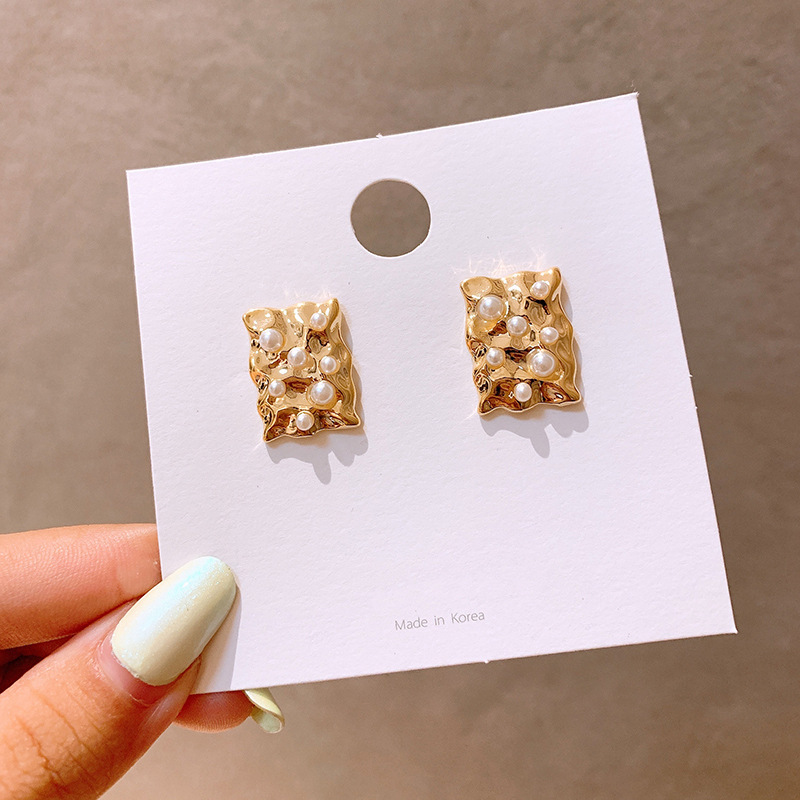 韩国S925银针小清新耳环百搭气质心形珍珠耳饰个性防过敏耳钉批发