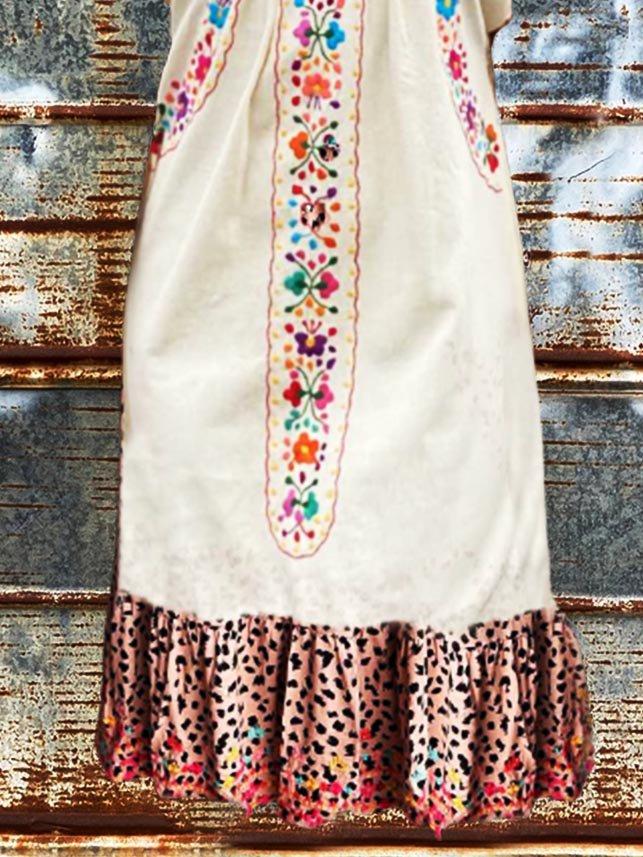 Floral Vintage Cotton-Blend Short Sleeve Dresses