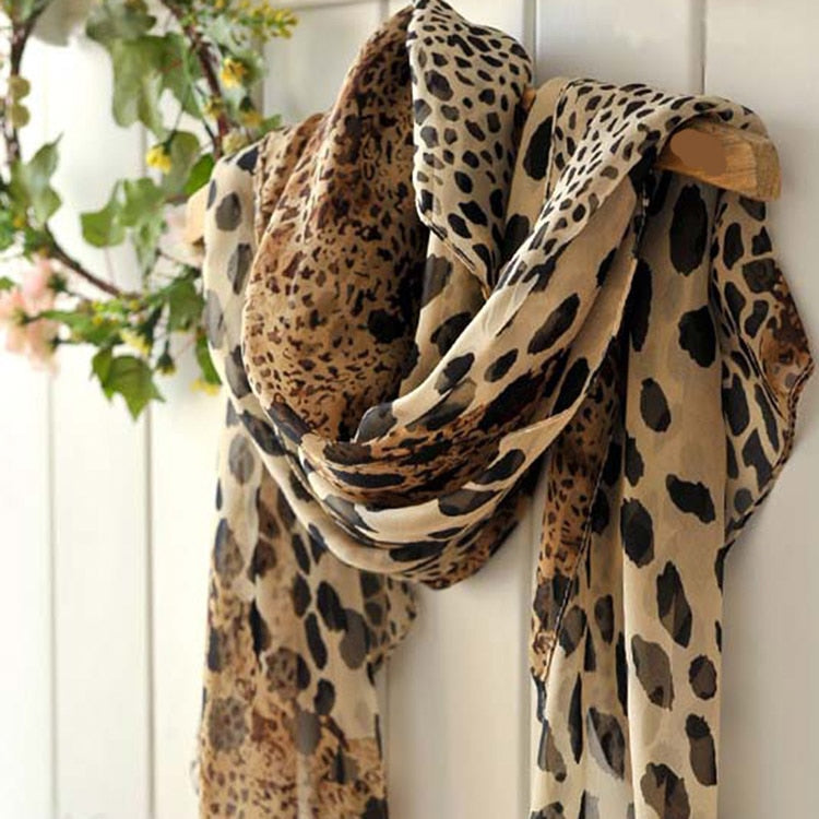 Leopard Brown Autumn And Winter Female Wild Trade Chiffon Scarf
