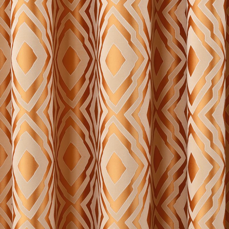 Tab Top Rhomboid Jacquard Dust Proof Curtain Two-Toned Damask Diamond with Blackout Lined NINA