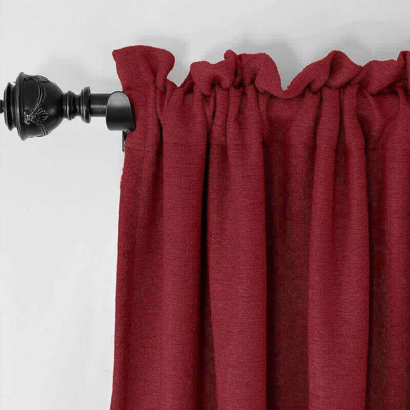CUSTOM Olive Burgundy Luxury Textured Faux Linen Curtain