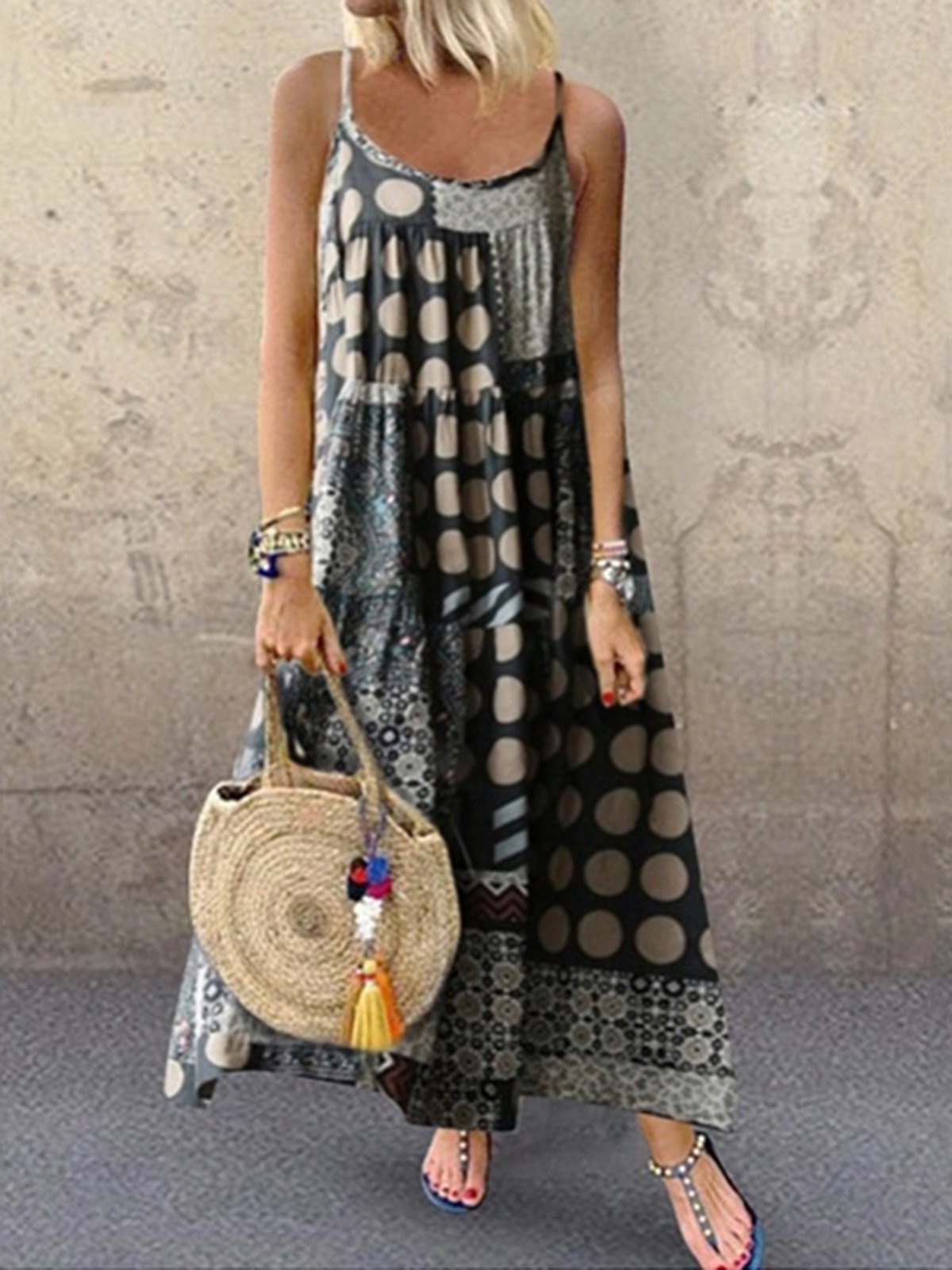 Women Dresses Shift Daytime Casual Printed Maxi Dresses