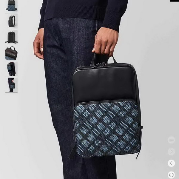 【原版皮】宝缇嘉/BV 男士双肩包，融合VN Eyelets工艺新颖呈现，光滑打蜡小牛皮基底上，intrecciato编织图案交织呈现，相映成趣，款号：80186608