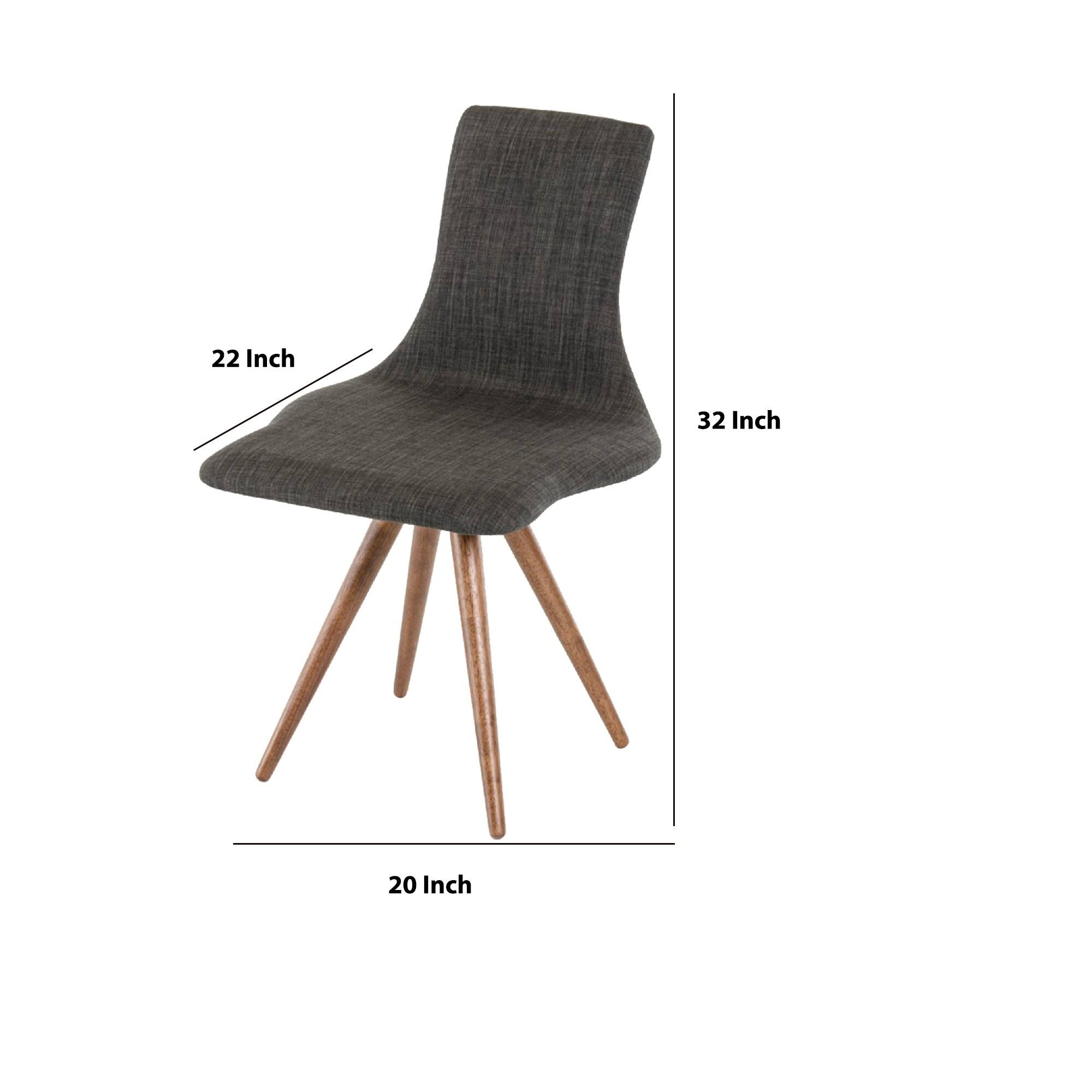 Benjara BM223498 Fabric Upholstered Dining Chair with Splayed Legs Gray Brown - Set of 2