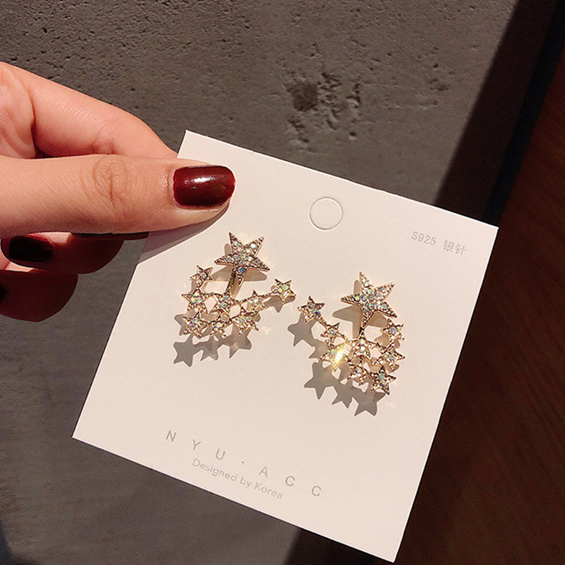 韩国S925银针小清新耳环百搭气质心形珍珠耳饰个性防过敏耳钉批发