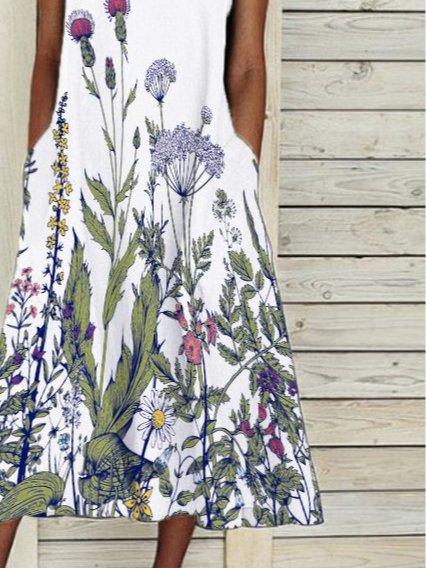 Floral Printed Casual Crew Neck Dresses