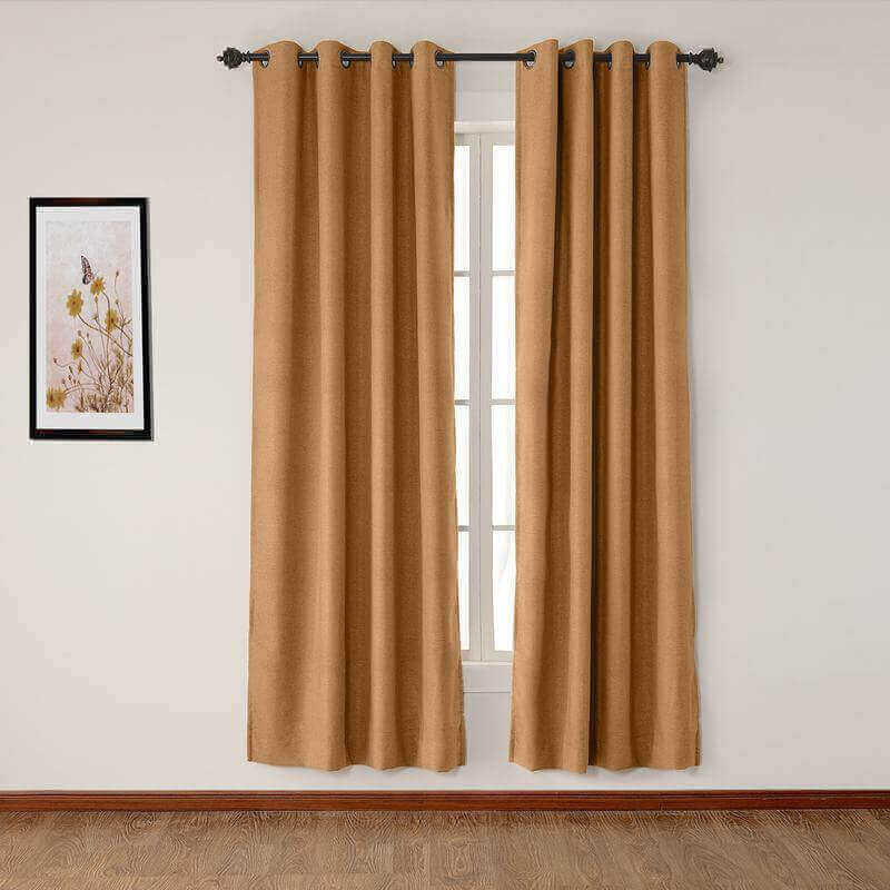 CUSTOM Olive Orange Luxury Textured Faux Linen Curtain
