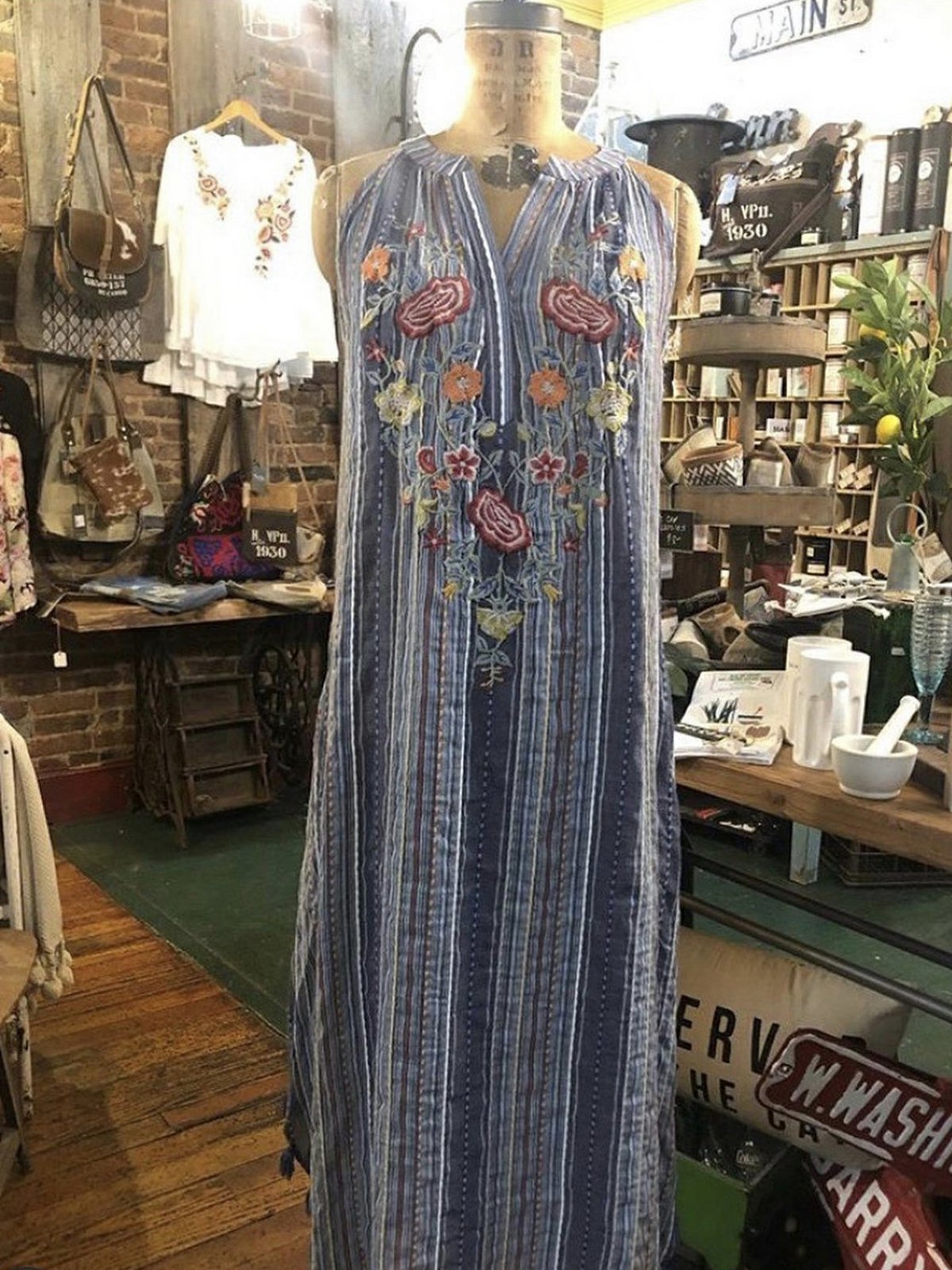 Boho Cotton-Blend A-Line Sleeveless Dresses