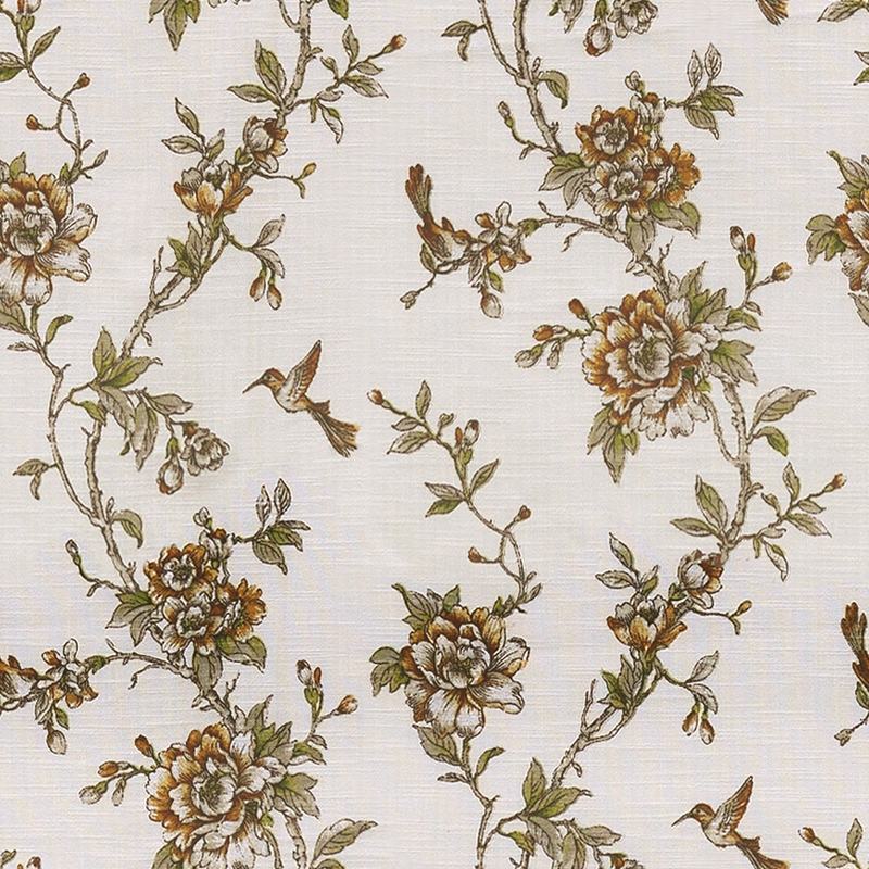 Spring Flowers Print Cotton Curtains Pinch Pleated Blackout Lining Darpes Panel