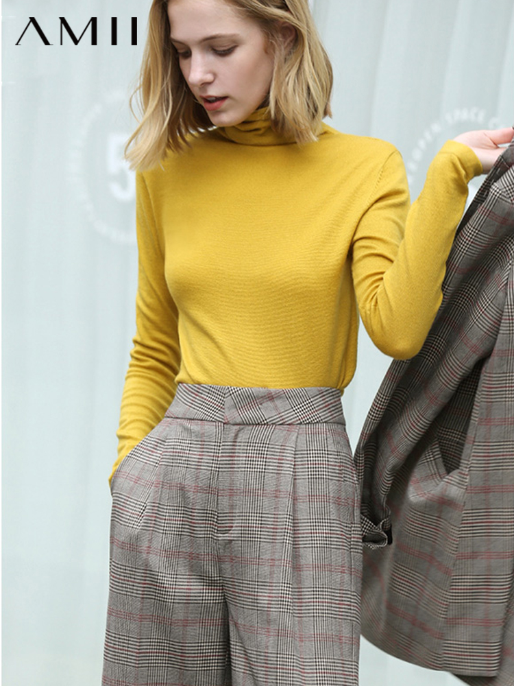 复制复制两个规格无规格图 AMII Minimalism Autumn Winter Women's Sweater Causal Solid Basic Turtleneck Sweaters For Women Women's sweater Tops 12020216