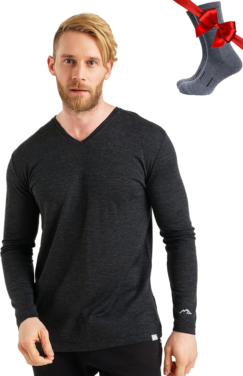 Merino.tech Merino Wool Base Layer - Mens 100% Merino Wool Long Sleeve Thermal Shirts Heavyweight, Midweight, Lite with Socks