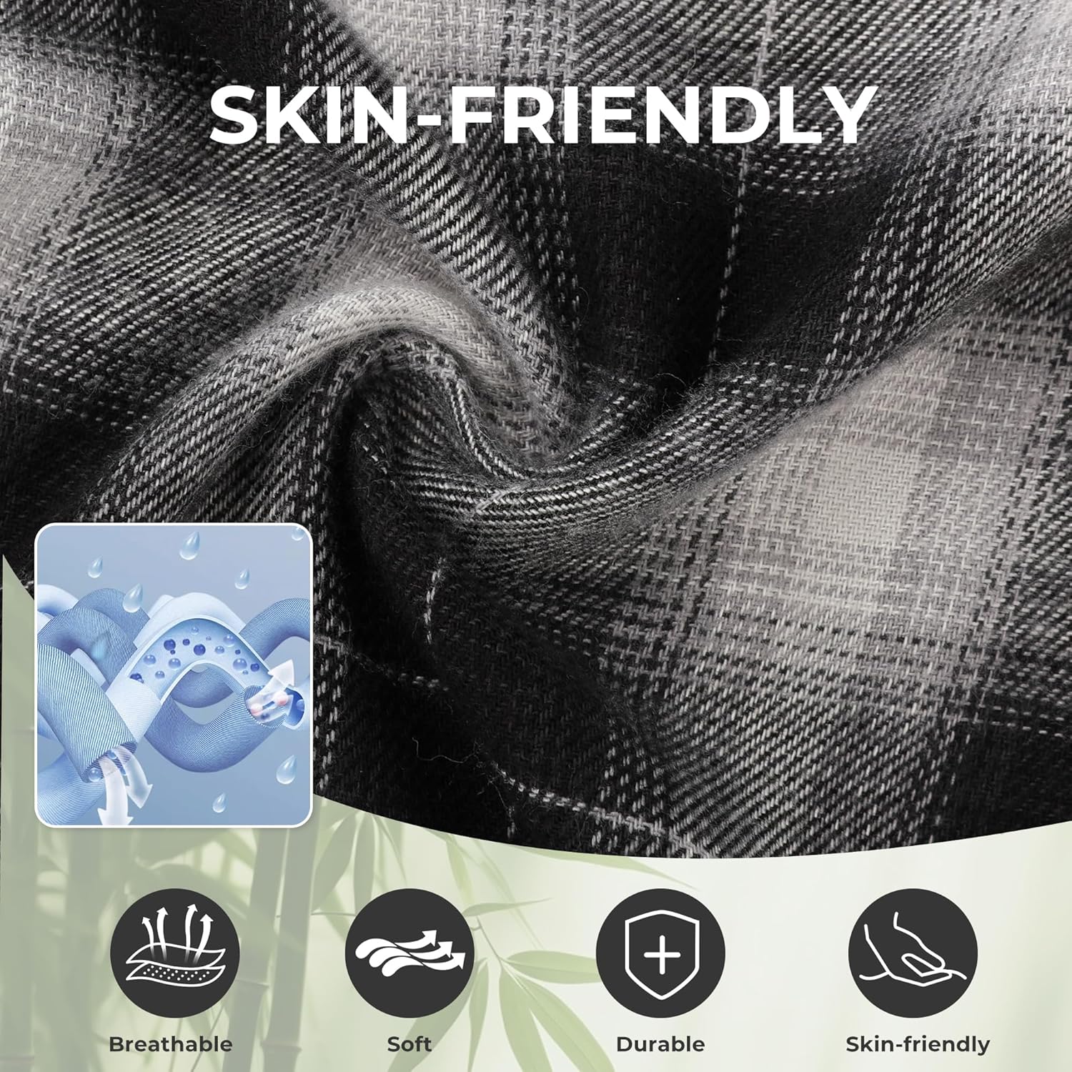 BAMBOO COOL Men's Pajama Bottoms Plaid Pajamas Pants for Men Soft Long Lounge Woven Pj Sleep Pant with Pockets