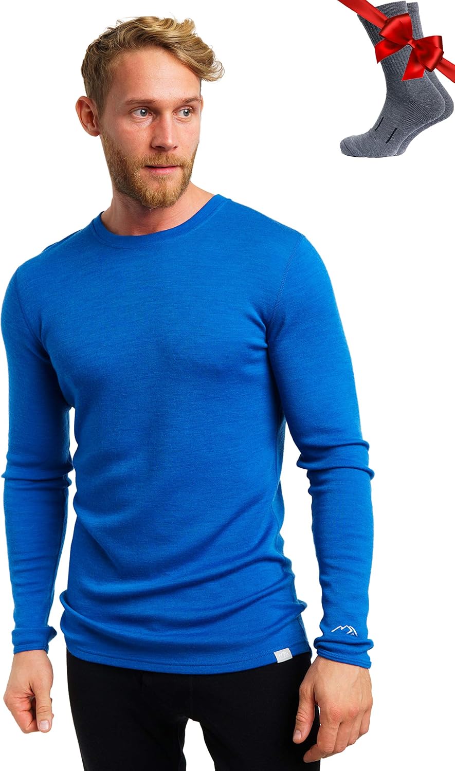 Merino.tech Merino Wool Base Layer - Mens 100% Merino Wool Long Sleeve Thermal Shirts Heavyweight, Midweight, Lite with Socks