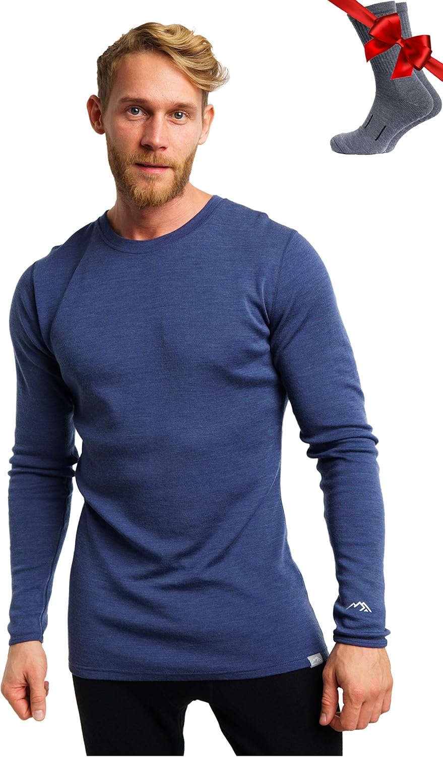 Merino.tech Merino Wool Base Layer - Mens 100% Merino Wool Long Sleeve Thermal Shirts Heavyweight, Midweight, Lite with Socks